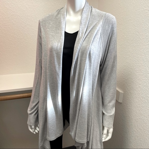 CHICO’S Harper Drape Cardigan Heather Gray | Sz 2/L/12 - Picture 2 of 6
